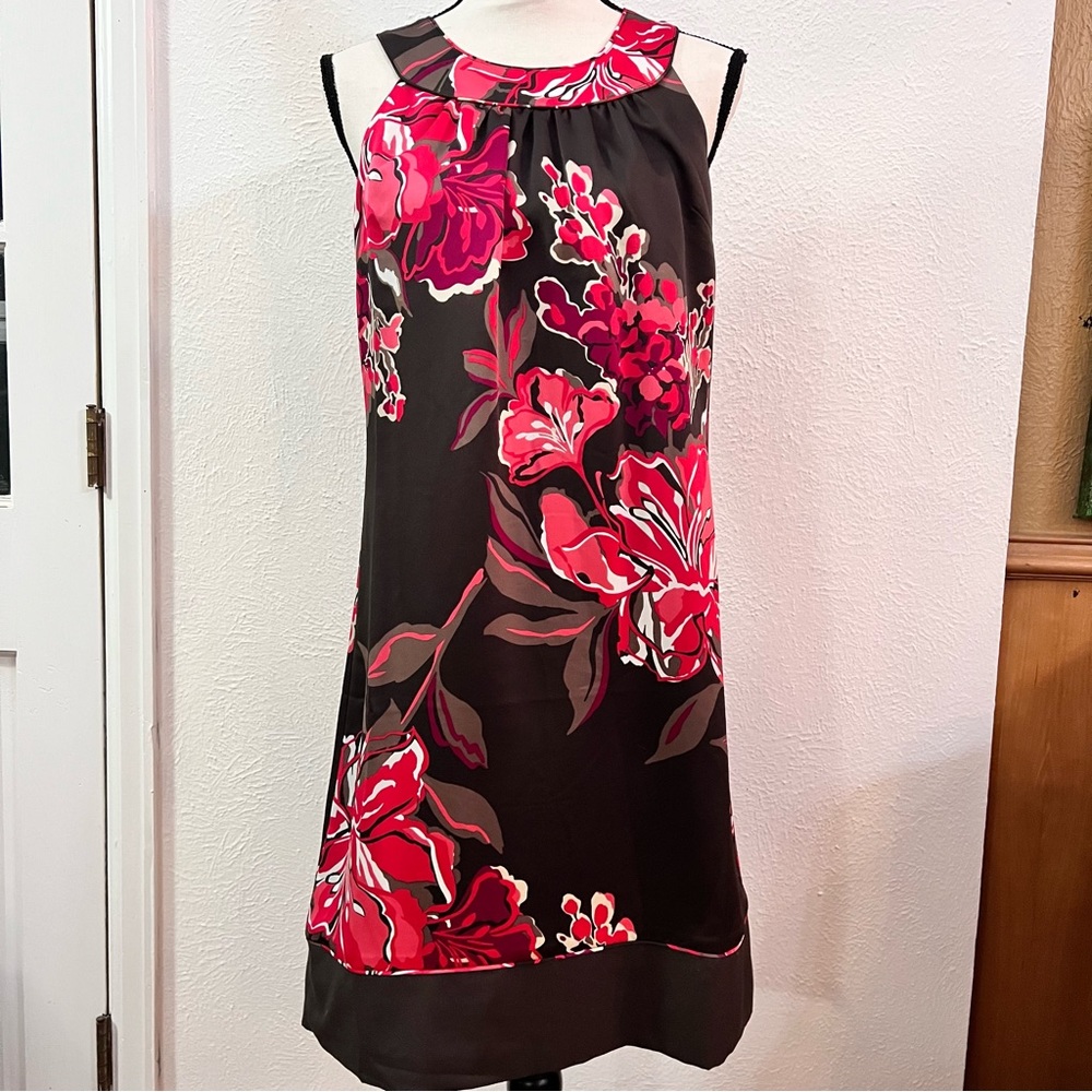 NWT Ann Taylor brown pink floral halter dress